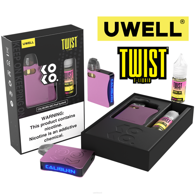 UWELL sale - UWELL CALIBURN AK3 komplekt + a3s 0,8oomi kaunad (x2) + isaaur 10ml soolad 50mg crl: must/flv: vanillikasteküpsis 50mg N44R243