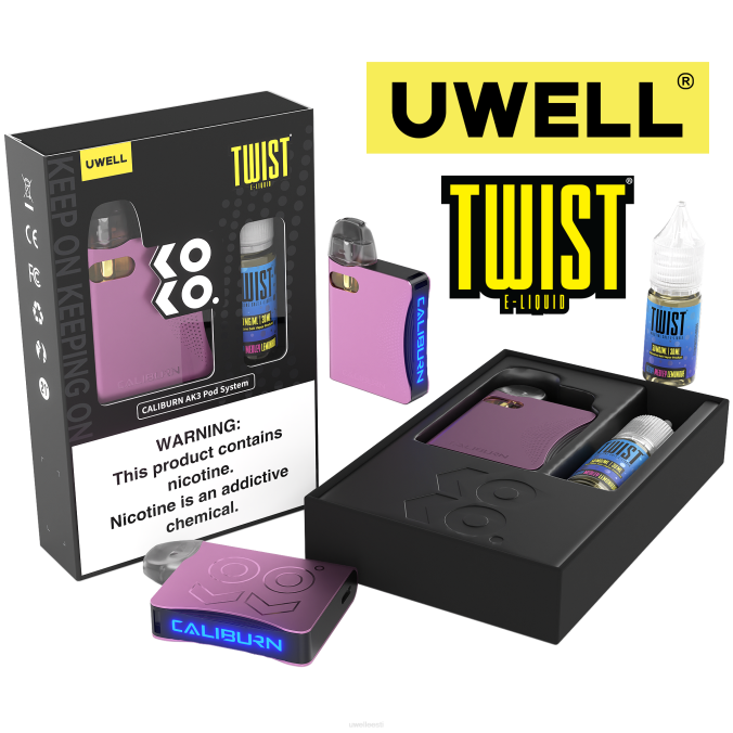 UWELL sale - UWELL CALIBURN AK3 komplekt + a3s 0,8oomi kaunad (x2) + isaaur 10ml soolad 50mg crl: must/flv: vanillikasteküpsis 50mg N44R243
