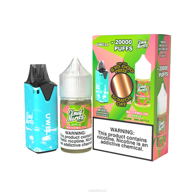 UWELL best vape - UWELL V6 ühekordne aparaat + issi aur 30ml mahl - kollab kimp clr: tsüaan/flv: lahe piparmünt 50mg N44R210