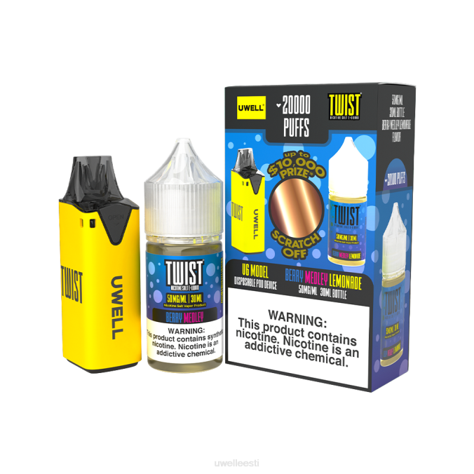 UWELL e cigarette - UWELL V6 ühekordne aparaat + issi aur 30ml mahl - kollab kimp clr: punane/flv: keelatud mari 48mg N44R208
