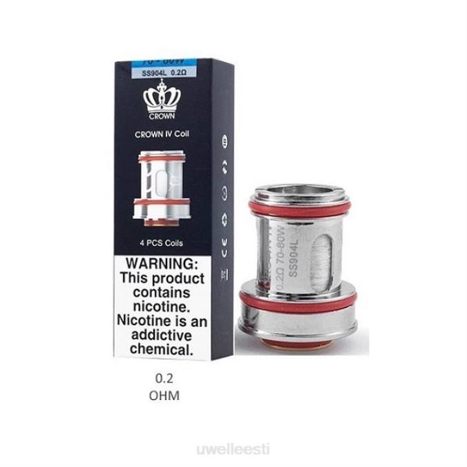 UWELL Eesti - UWELL CROWN 4 asenduspoolid (4-pakk) kahepoolne 0,2 oomi N44R182